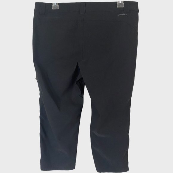 Eddie Bauer Tech Capri Pants Womens 12 Navy Black Stretch Hiking Trail Casual - Picture 3 of 9